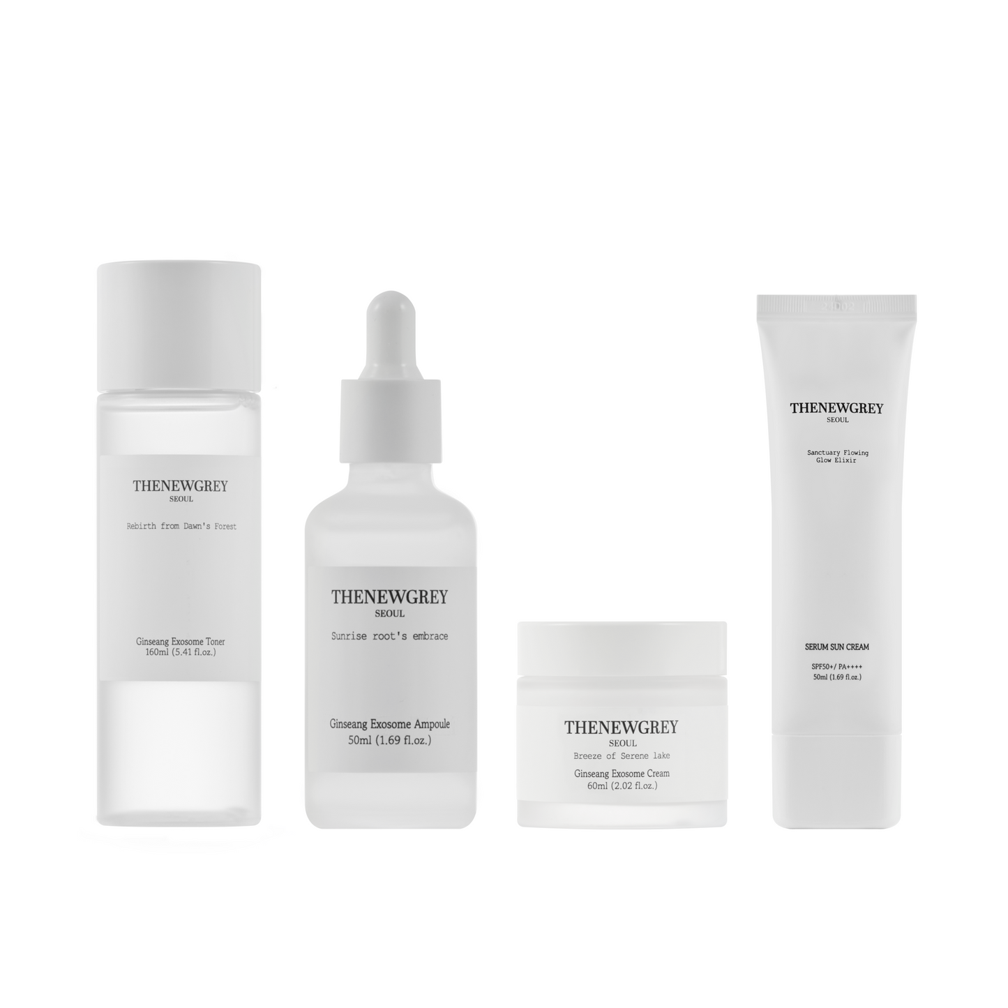 🚀 Thenewgrey Ginseng Exosome Skincare 4-Kit (Toner, Ampoule, Cream y Sun Cream)